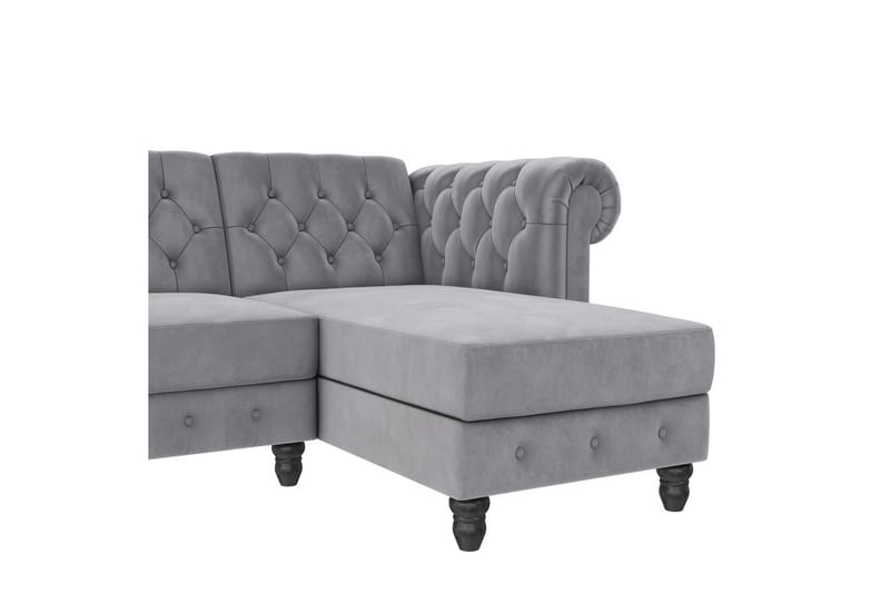 Sovesofa Felix 241x154x83 cm, Lys Grå, Velour - 241x154x83 cm, Lys Grå, Velour - Møbler - Sofaer - Sovesofaer