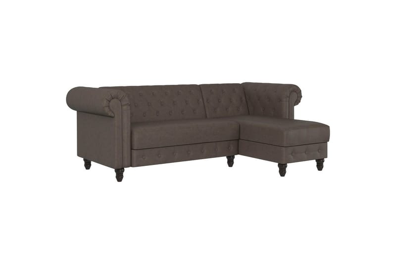 Sovesofa Felix 241x154x83 cm, Mørkebrun, Mikrofiber/Træ/Metal - 241x154x83 cm, Mørkebrun, Mikrofiber/Træ/Metal - Møbler - Sofaer - Sovesofaer