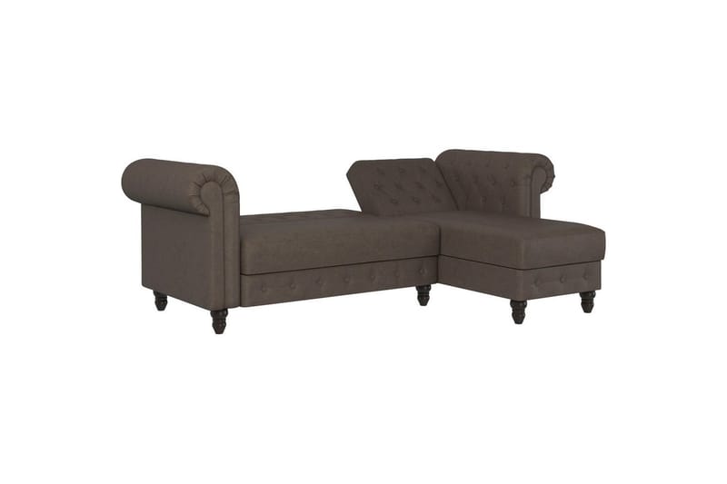 Sovesofa Felix 241x154x83 cm, Mørkebrun, Mikrofiber/Træ/Metal - 241x154x83 cm, Mørkebrun, Mikrofiber/Træ/Metal - Møbler - Sofaer - Sovesofaer