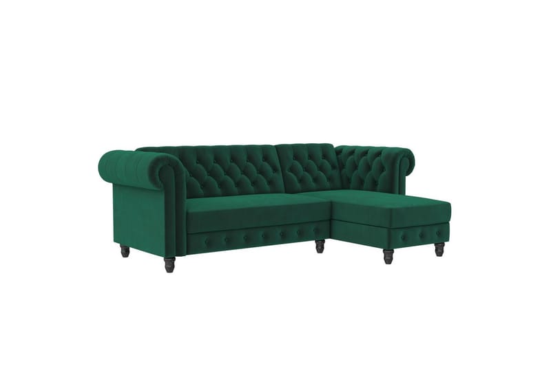Sovesofa Felix 241x154x83 cm, Mørkegrøn, Velour - 241x154x83 cm, Mørkegrøn, Velour - Møbler - Sofaer - Sovesofaer