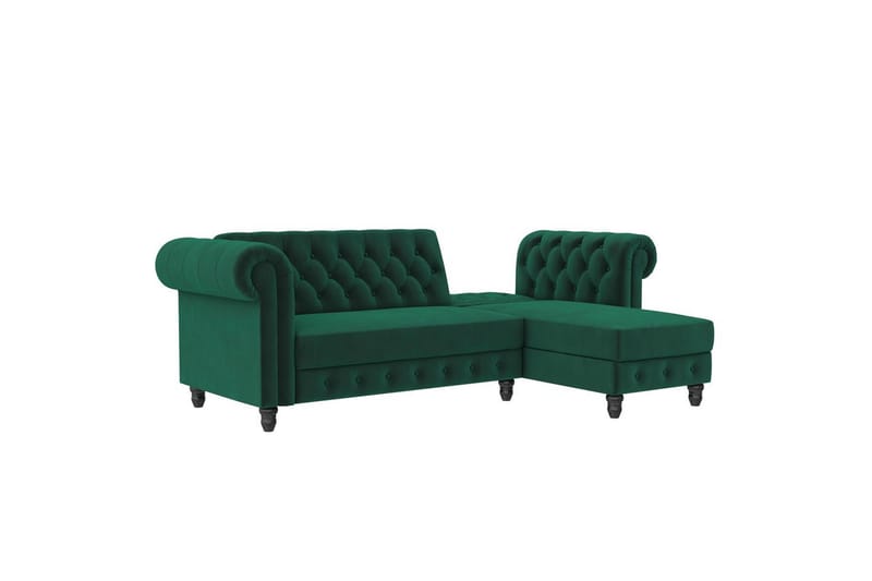 Sovesofa Felix 241x154x83 cm, Mørkegrøn, Velour - 241x154x83 cm, Mørkegrøn, Velour - Møbler - Sofaer - Sovesofaer