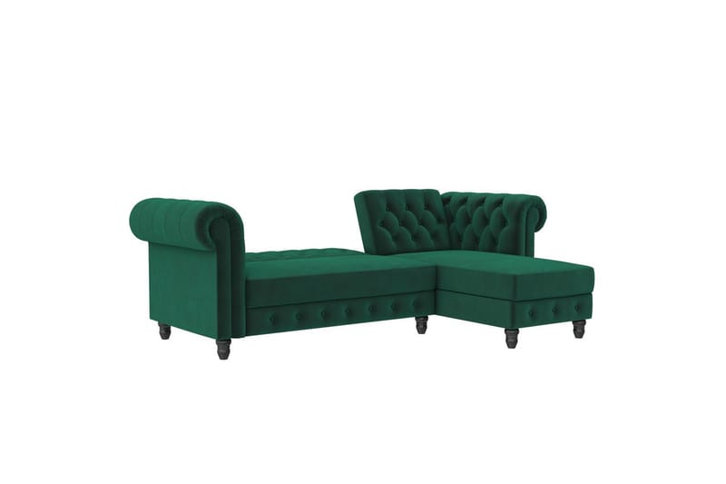 Sovesofa Felix 241x154x83 cm, Mørkegrøn, Velour - 241x154x83 cm, Mørkegrøn, Velour - Møbler - Sofaer - Sovesofaer