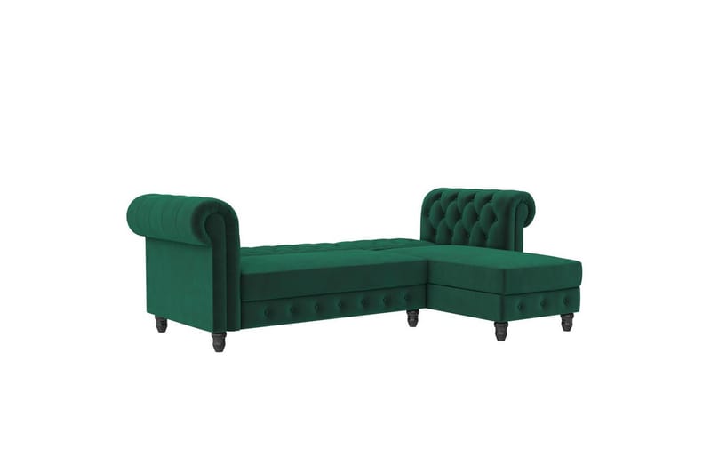 Sovesofa Felix 241x154x83 cm, Mørkegrøn, Velour - 241x154x83 cm, Mørkegrøn, Velour - Møbler - Sofaer - Sovesofaer