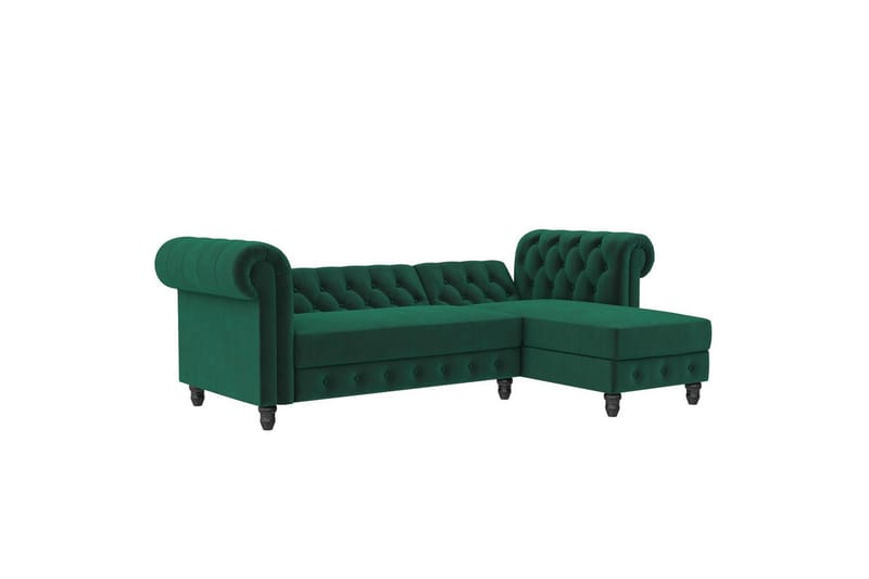 Sovesofa Felix 241x154x83 cm, Mørkegrøn, Velour - 241x154x83 cm, Mørkegrøn, Velour - Møbler - Sofaer - Sovesofaer