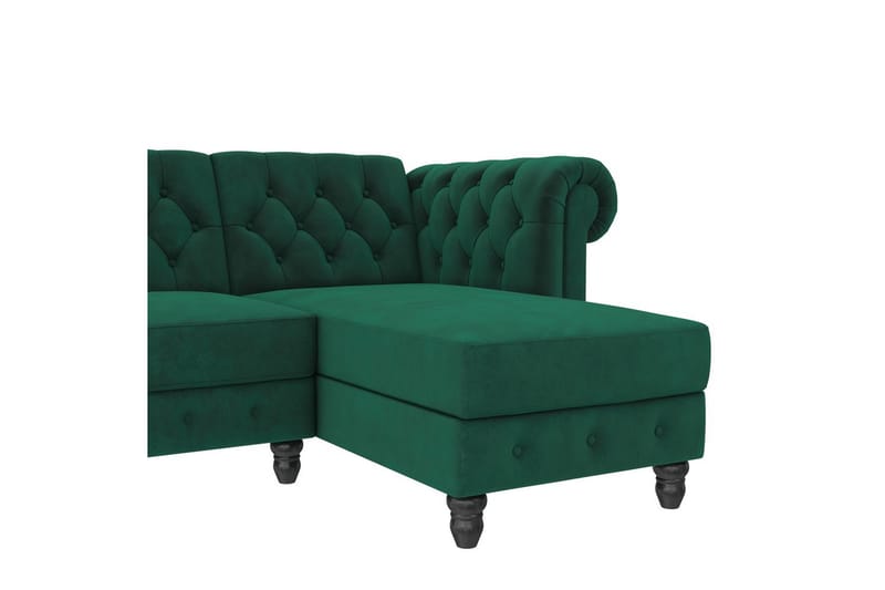 Sovesofa Felix 241x154x83 cm, Mørkegrøn, Velour - 241x154x83 cm, Mørkegrøn, Velour - Møbler - Sofaer - Sovesofaer