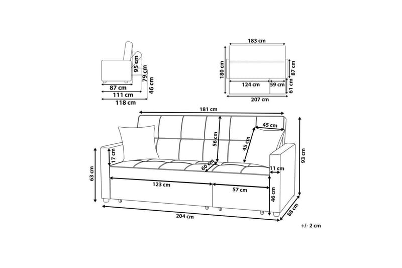 Sovesofa Glomma - Blå, sort - Møbler - Sofaer - Sovesofaer