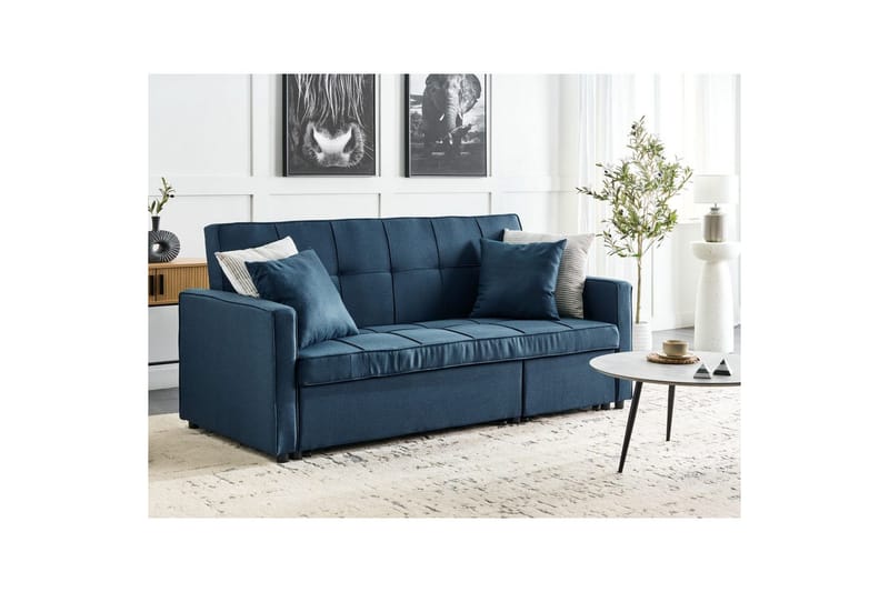 Sovesofa Glomma - Blå, sort - Møbler - Sofaer - Sovesofaer