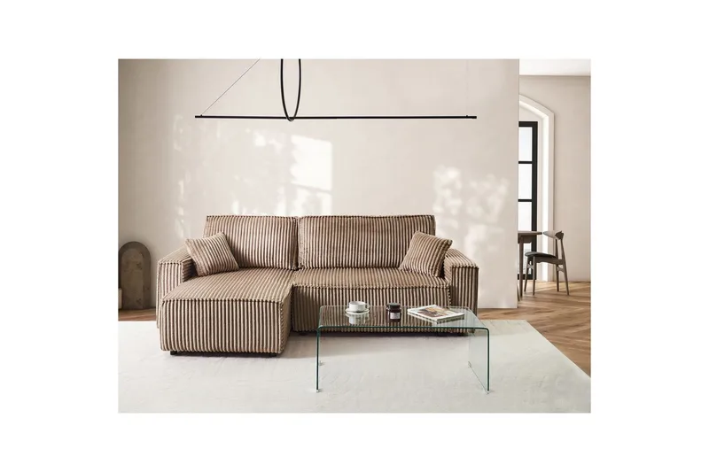 Sovesofa højrevendt Abacka - Brun, Sort - Møbler - Sofaer - Sovesofaer