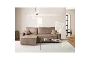 Sovesofa højrevendt Abacka - Brun, Sort - Møbler - Sofaer - Sovesofaer