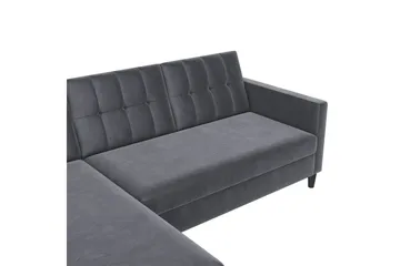 Sovesofa Hartford 213x153x82 cm, Antracit, Velour - 213x153x82 cm, Antracit, Velour - Møbler - Sofaer - Sovesofaer