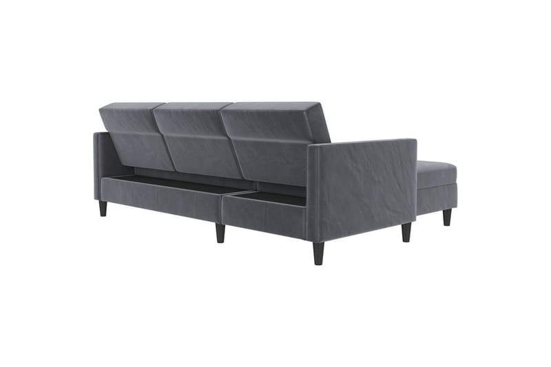 Sovesofa Hartford 213x153x82 cm, Antracit, Velour - 213x153x82 cm, Antracit, Velour - Møbler - Sofaer - Sovesofaer