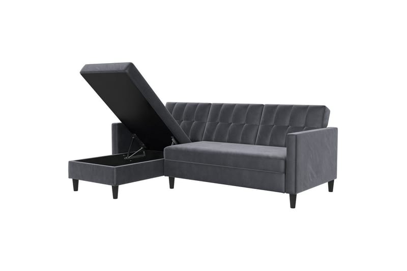 Sovesofa Hartford 213x153x82 cm, Antracit, Velour - 213x153x82 cm, Antracit, Velour - Møbler - Sofaer - Sovesofaer