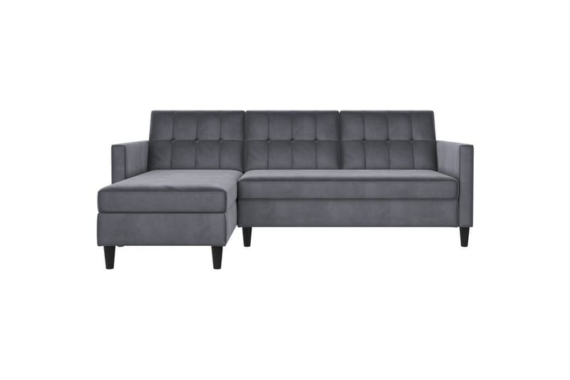 Sovesofa Hartford 213x153x82 cm, Antracit, Velour - 213x153x82 cm, Antracit, Velour - Møbler - Sofaer - Sovesofaer