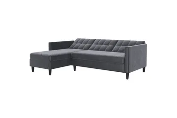 Sovesofa Hartford 213x153x82 cm, Antracit, Velour - 213x153x82 cm, Antracit, Velour - Møbler - Sofaer - Sovesofaer