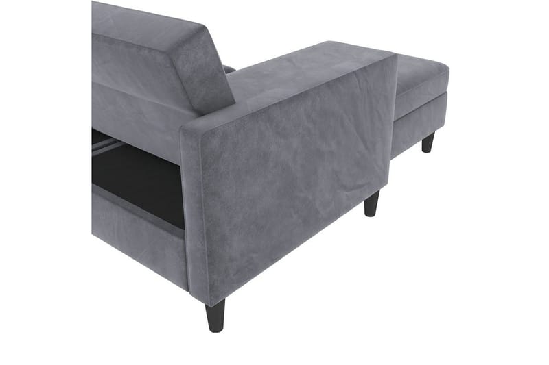 Sovesofa Hartford 213x153x82 cm, Antracit, Velour - 213x153x82 cm, Antracit, Velour - Møbler - Sofaer - Sovesofaer