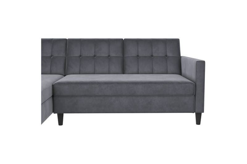 Sovesofa Hartford 213x153x82 cm, Antracit, Velour - 213x153x82 cm, Antracit, Velour - Møbler - Sofaer - Sovesofaer