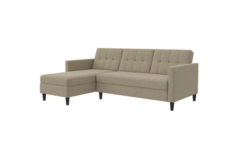 Sovesofa Hartford 213x153x82 cm, Cappuccino, Linnedstoflook (100% Polyester - 213x153x82 cm, Cappuccino, Linnedstoflook (100% Polyester - Møbler - Sofaer - Sovesofaer
