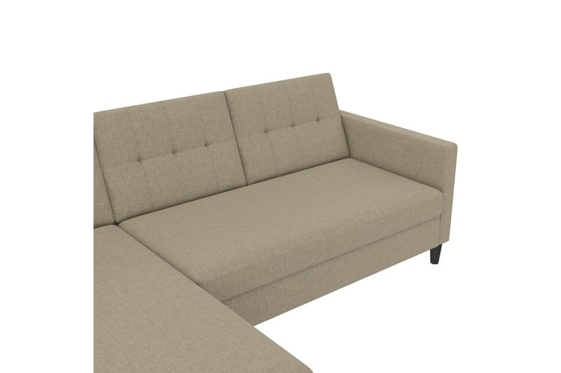 Sovesofa Hartford 213x153x82 cm, Cappuccino, Linnedstoflook (100% Polyester - 213x153x82 cm, Cappuccino, Linnedstoflook (100% Polyester - Møbler - Sofaer - Sovesofaer