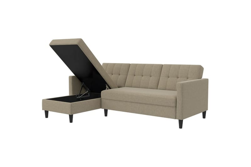Sovesofa Hartford 213x153x82 cm, Cappuccino, Linnedstoflook (100% Polyester - 213x153x82 cm, Cappuccino, Linnedstoflook (100% Polyester - Møbler - Sofaer - Sovesofaer