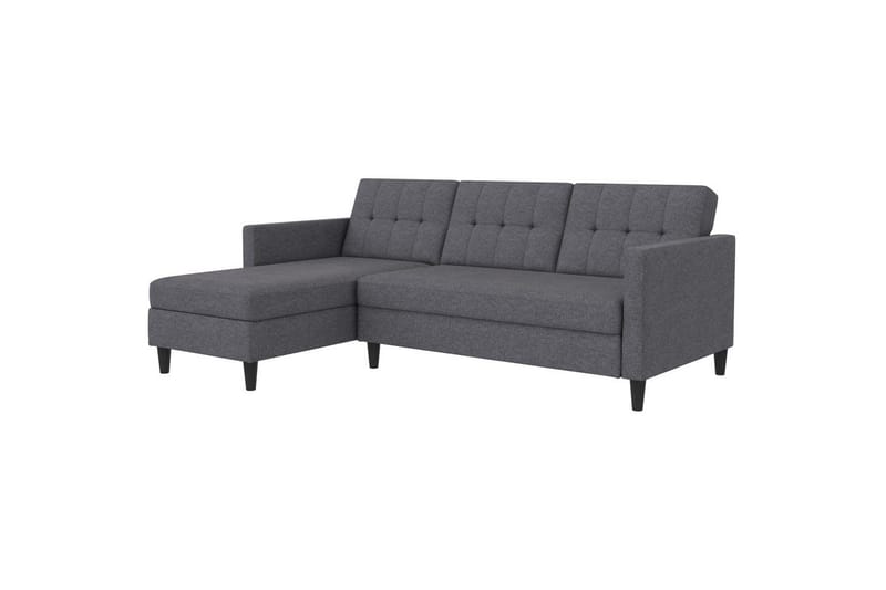 Sovesofa Hartford 213x153x82 cm, Grå, Linnedstoflook (100% Polyester - 213x153x82 cm, Grå, Linnedstoflook (100% Polyester - Møbler - Sofaer - Sovesofaer