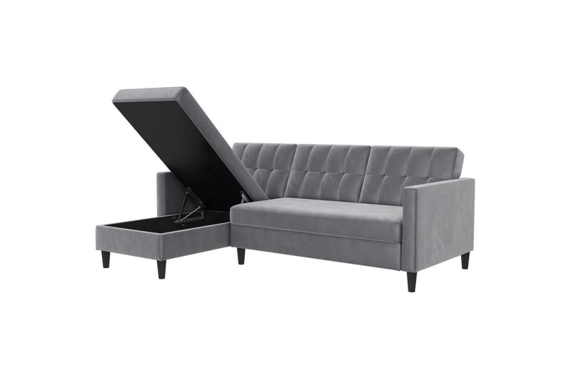 Sovesofa Hartford 213x153x82 cm, Grå, Velour - 213x153x82 cm, Grå, Velour - Møbler - Sofaer - Sovesofaer