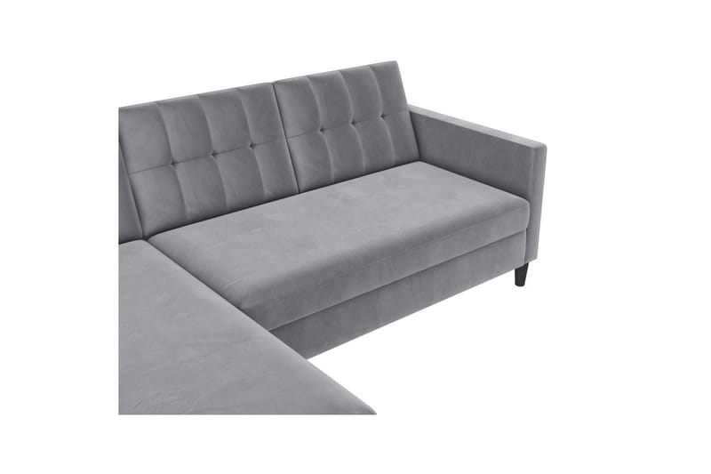 Sovesofa Hartford 213x153x82 cm, Grå, Velour - 213x153x82 cm, Grå, Velour - Møbler - Sofaer - Sovesofaer