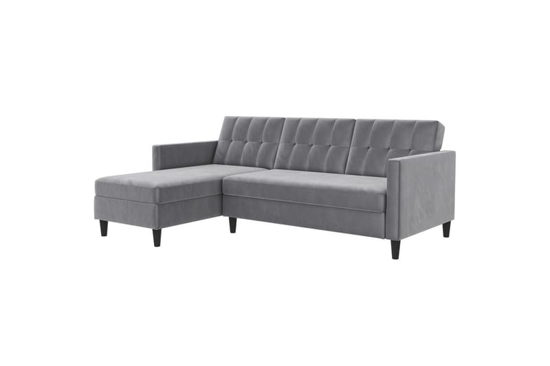 Sovesofa Hartford 213x153x82 cm, Grå, Velour - 213x153x82 cm, Grå, Velour - Møbler - Sofaer - Sovesofaer