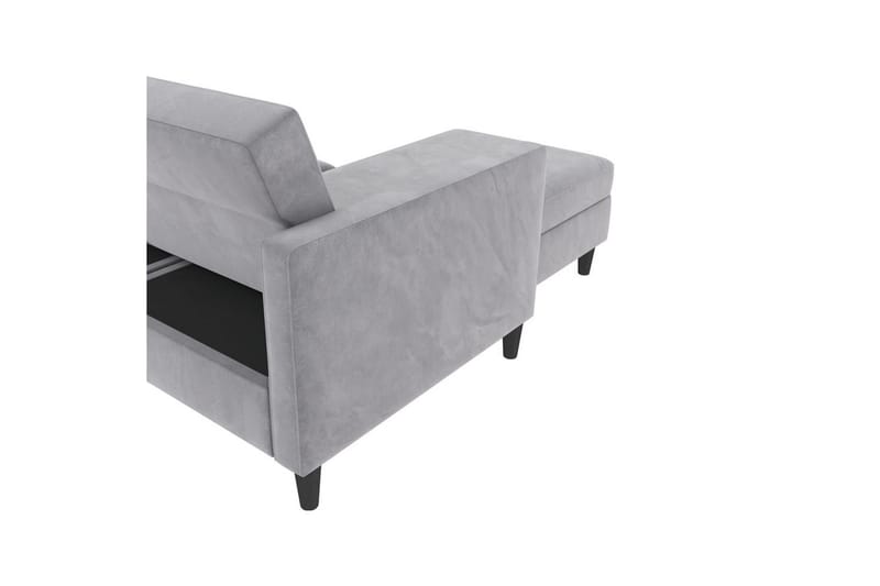Sovesofa Hartford 213x153x82 cm, Grå, Velour - 213x153x82 cm, Grå, Velour - Møbler - Sofaer - Sovesofaer