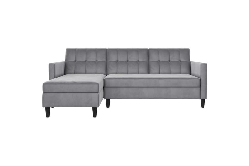 Sovesofa Hartford 213x153x82 cm, Grå, Velour - 213x153x82 cm, Grå, Velour - Møbler - Sofaer - Sovesofaer