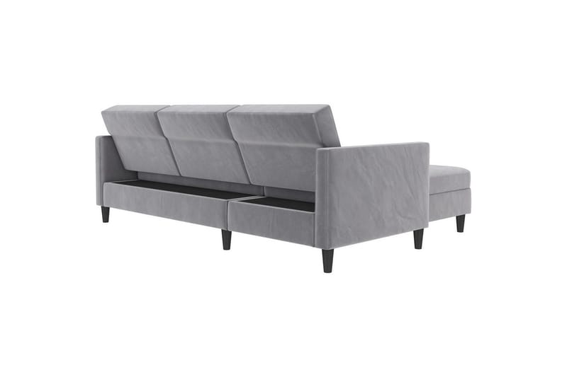 Sovesofa Hartford 213x153x82 cm, Grå, Velour - 213x153x82 cm, Grå, Velour - Møbler - Sofaer - Sovesofaer