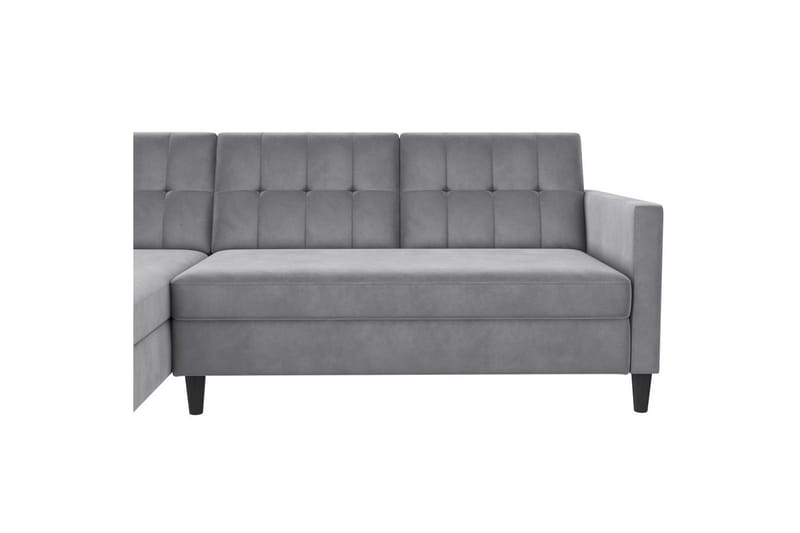 Sovesofa Hartford 213x153x82 cm, Grå, Velour - 213x153x82 cm, Grå, Velour - Møbler - Sofaer - Sovesofaer
