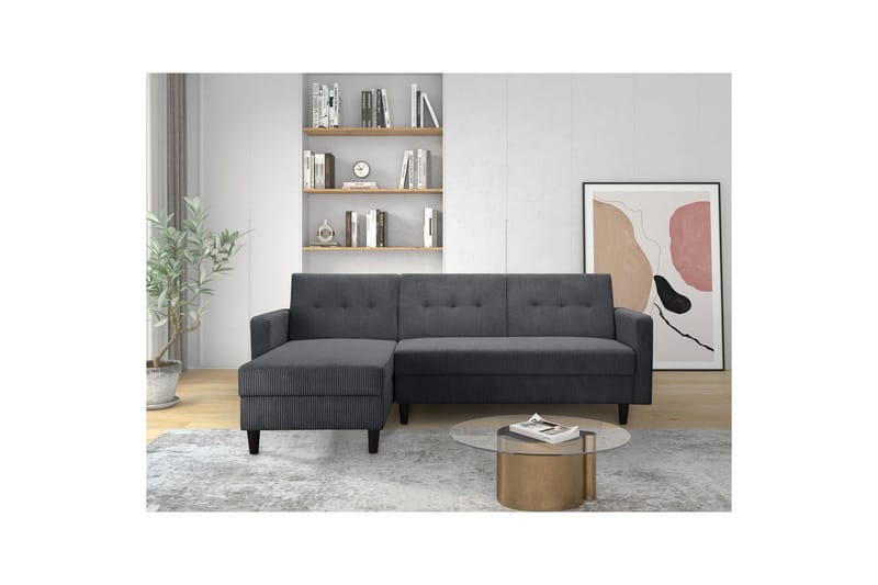 Sovesofa Hartford II 213x153x82 cm, Antracit - 213x153x82 cm, Antracit - Møbler - Sofaer - Sovesofaer
