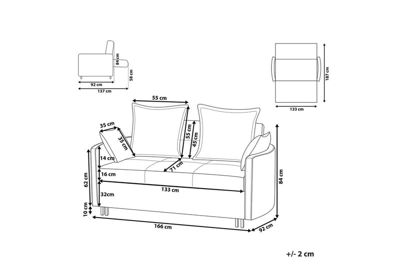 Sovesofa Hovin - Beige, sort - Møbler - Sofaer - Sovesofaer