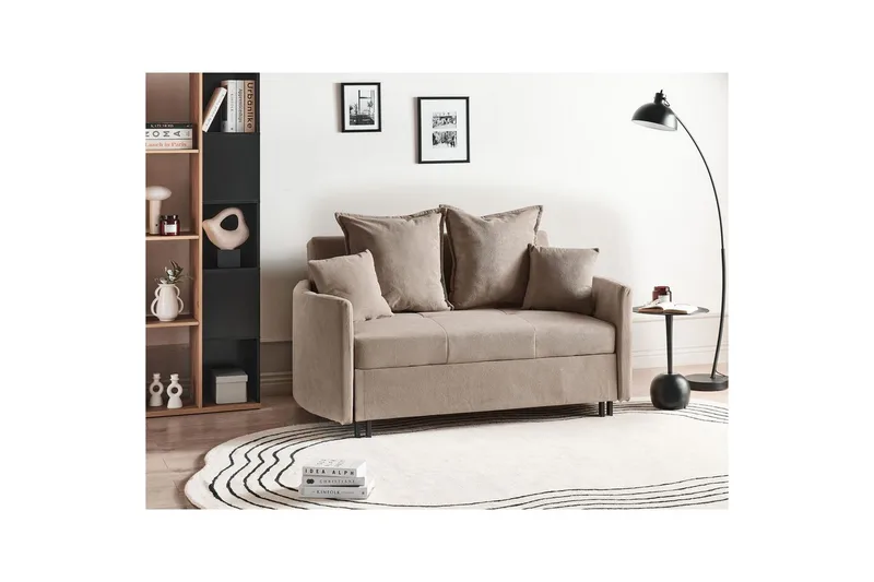 Sovesofa Hovin - Beige, sort - Møbler - Sofaer - Sovesofaer