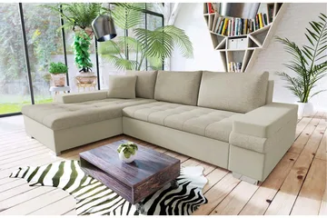 Sovesofa med chaiselong - Beige - Møbler - Sofaer - Sovesofaer