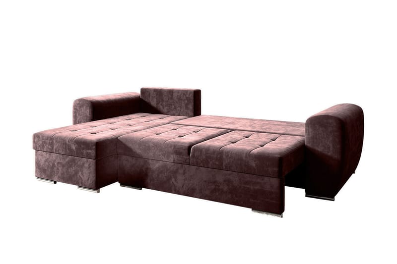 Sovesofa med chaiselong - Brun - Sovesofaer - Sovesofa chaiselong - Velour sofaer