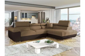 Sovesofa med chaiselong - Brun - Møbler - Sofaer - Sovesofaer
