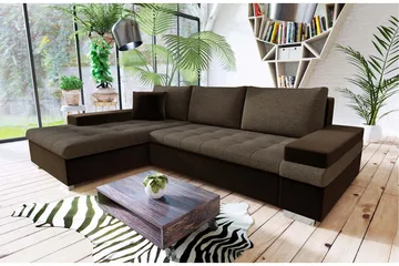 Sovesofa med chaiselong - Brun - Møbler - Sofaer - Sovesofaer