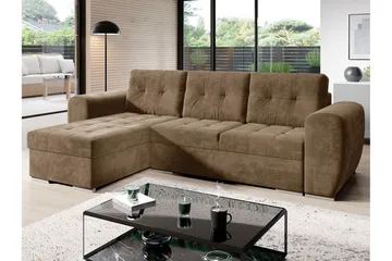 Sovesofa med chaiselong - Brun - Møbler - Sofaer - Sovesofaer
