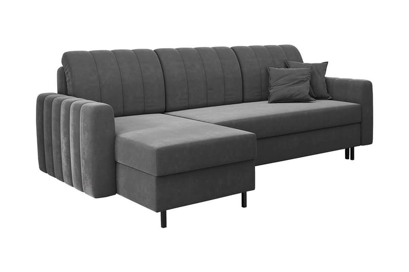 Sovesofa med chaiselong - Grå - Sovesofaer - Sovesofa chaiselong - Velour sofaer