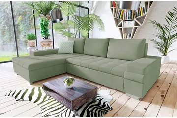 Sovesofa med chaiselong - Grøn - Møbler - Sofaer - Sovesofaer