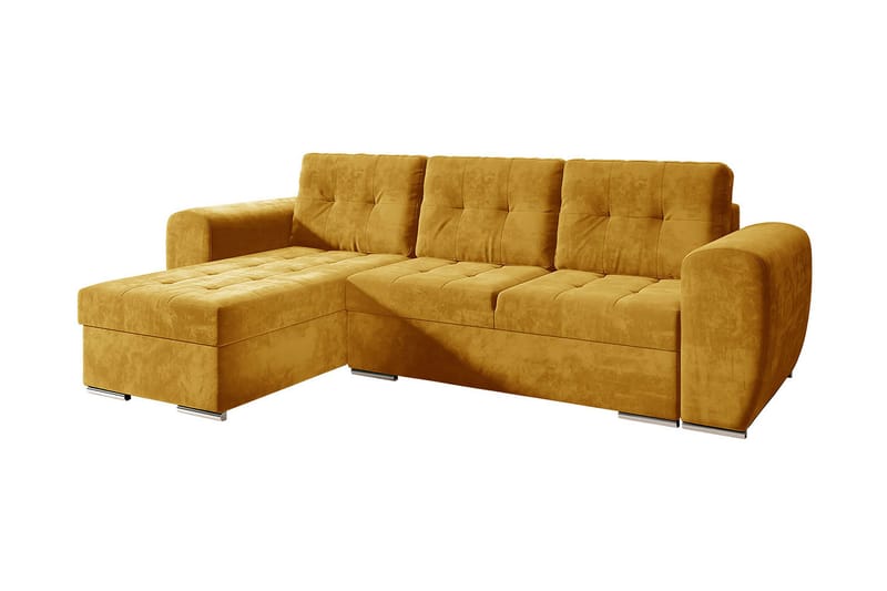 Sovesofa med chaiselong - Gul - Sovesofaer - Sovesofa chaiselong - Velour sofaer