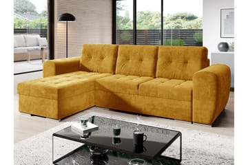 Sovesofa med chaiselong - Gul - Møbler - Sofaer - Sovesofaer