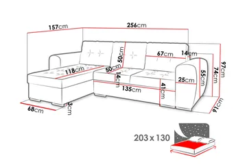 Sovesofa med chaiselong - Sort - Møbler - Sofaer - Sovesofaer