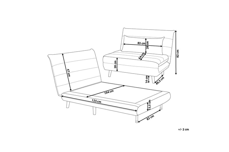 Sovesofa med diva 104 cm - Grå - Sovesofaer