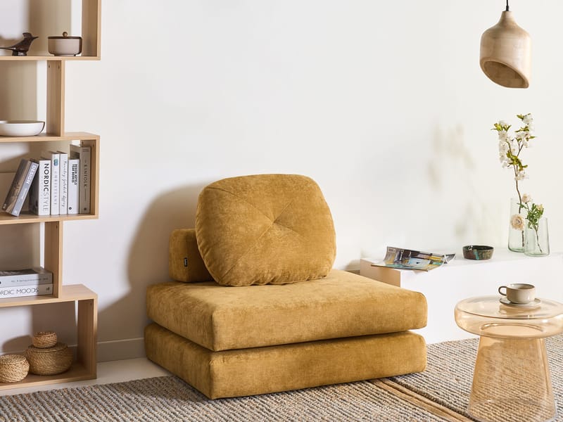 Sovesofa Olden - Sennepsgul - Møbler - Sofaer - Sovesofaer - Fremadvendt sovesofa