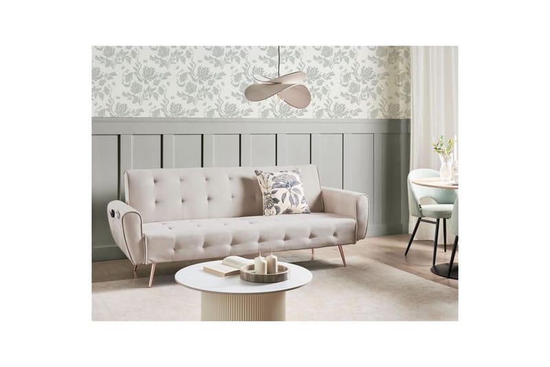 Sovesofa Selnes - Beige, kobber - Møbler - Sofaer - Sovesofaer
