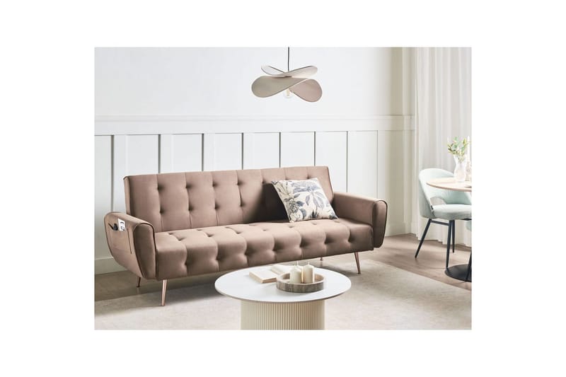 Sovesofa Selnes - Brun, kobber - Møbler - Sofaer - Sovesofaer