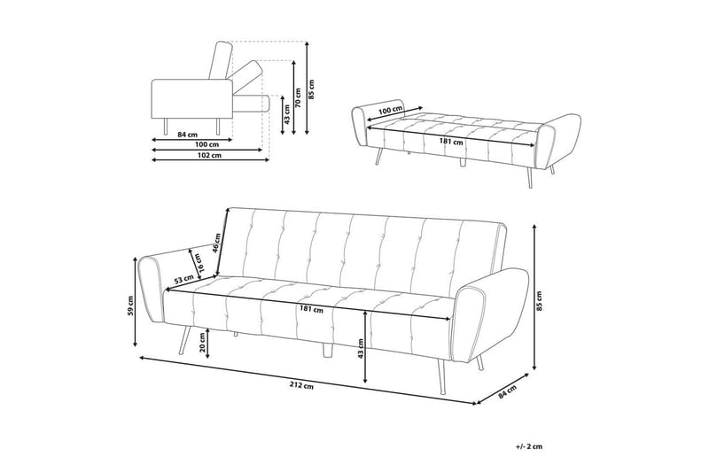 Sovesofa Selnes - Grå, kobber - Møbler - Sofaer - Sovesofaer