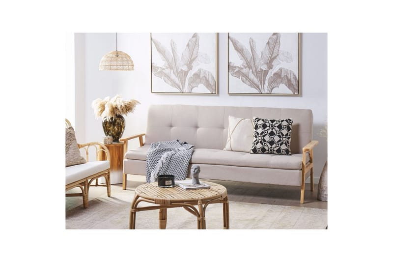 Sovesofa Tjorn - Beige, lyst træ, Beige, Lys Træ, 185x110 cm - Møbler - Sofaer - Sovesofaer